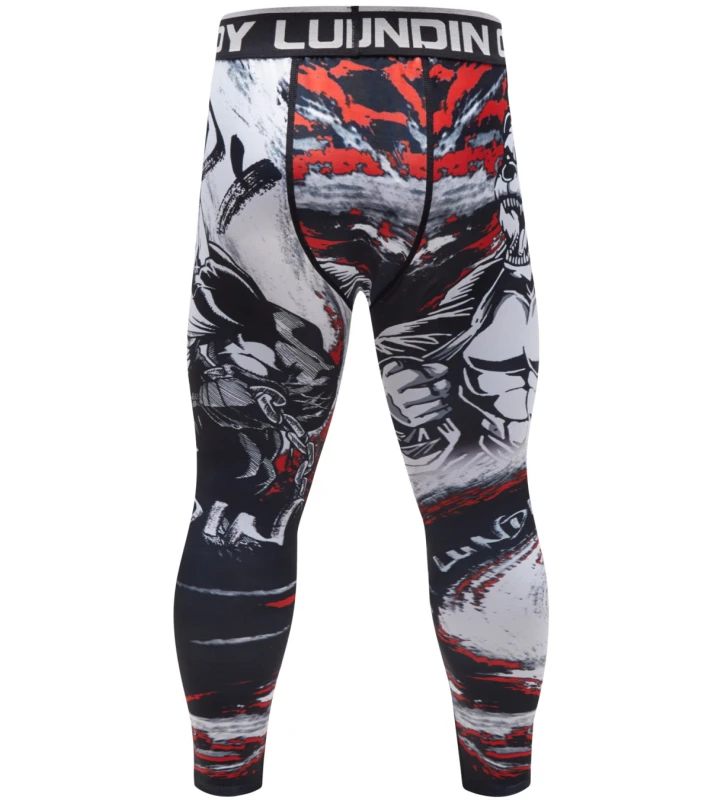 Men's Compression Elastic Tight Leggings Sport Leader Printing Pants