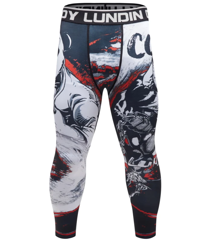 Men's Compression Elastic Tight Leggings Sport Leader Printing Pants