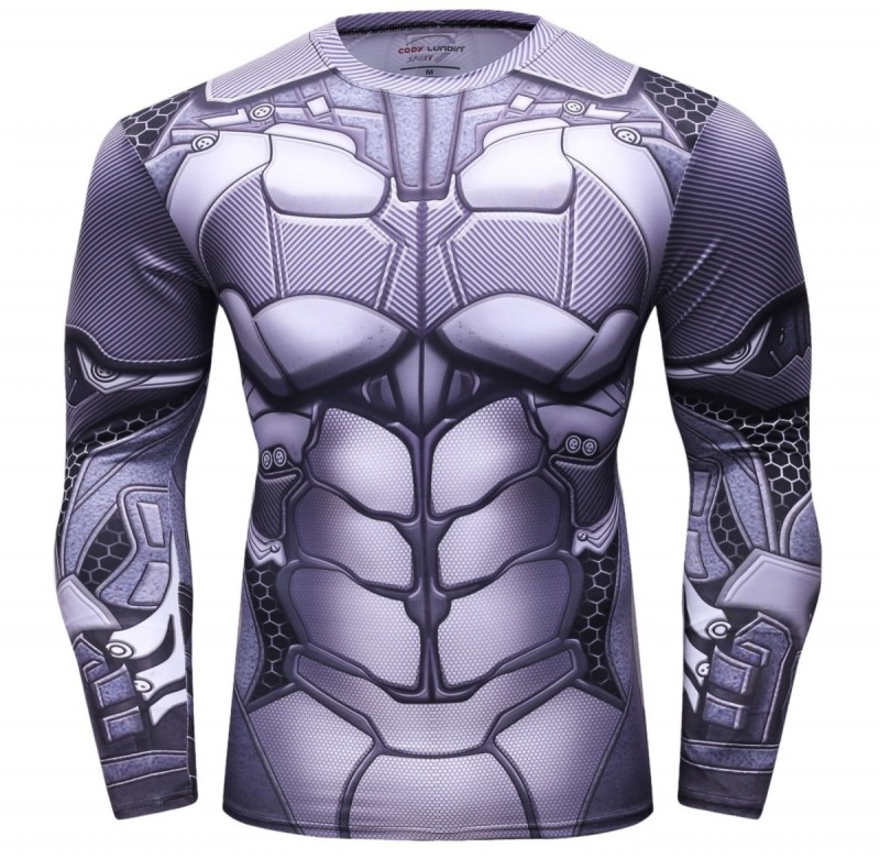 Men's Bat Superhero Shirt Sports Party Running Functional Long Sleeve Tee