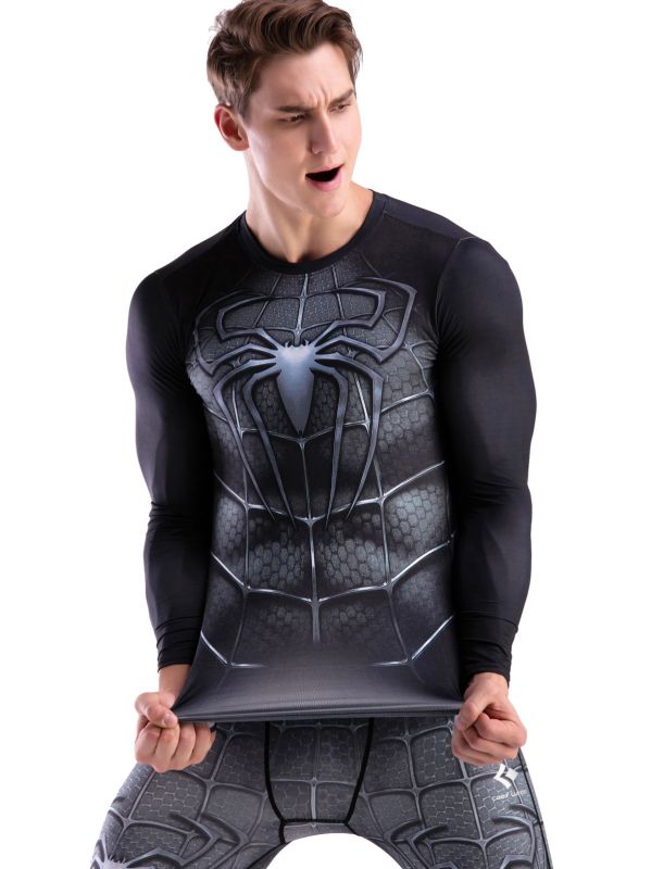 Men Compression Long Sleeve Base Layer Shirts, Spider Tee for Sport