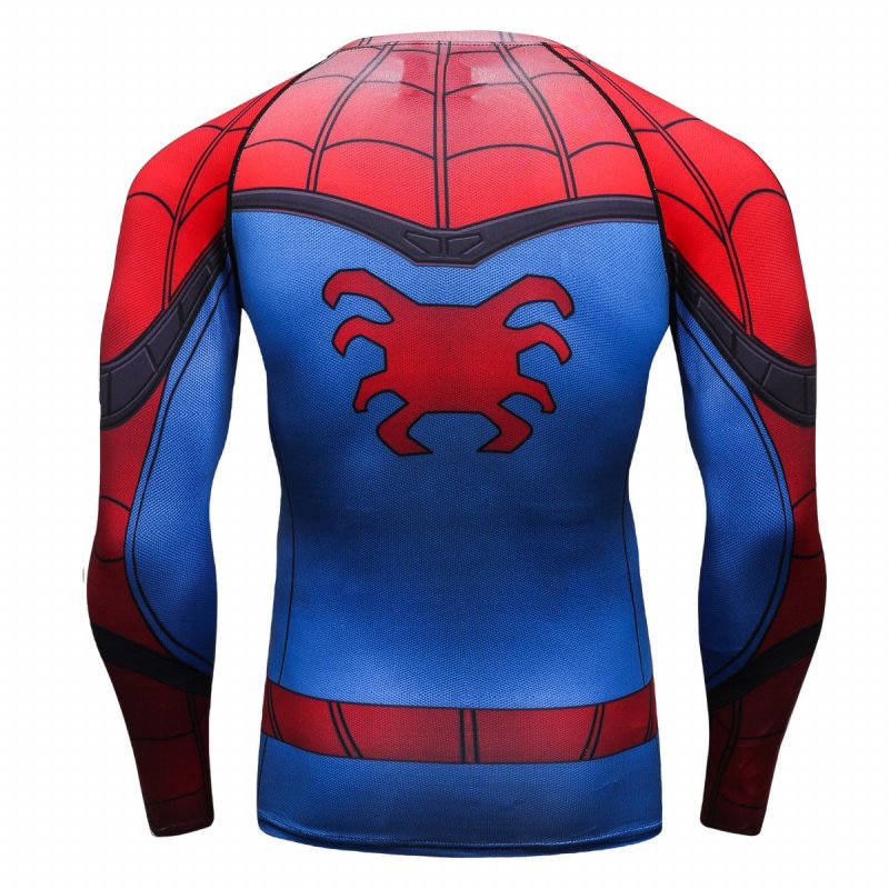 Men Cool Dry Compression Long Sleeve Base Layer Shirts, Spider Tee