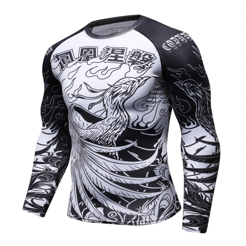 Men's Phoenix Jujitsu Shirt Fitness Sports Outdoor Running Long Sleeve