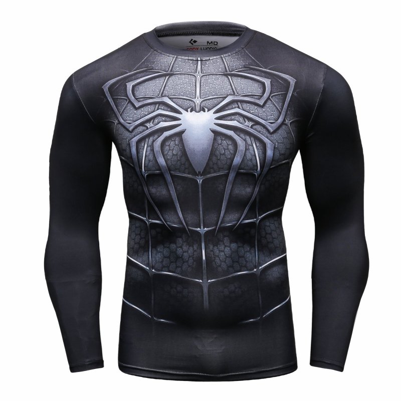 Men Compression Long Sleeve Base Layer Shirts, Spider Tee for Sport