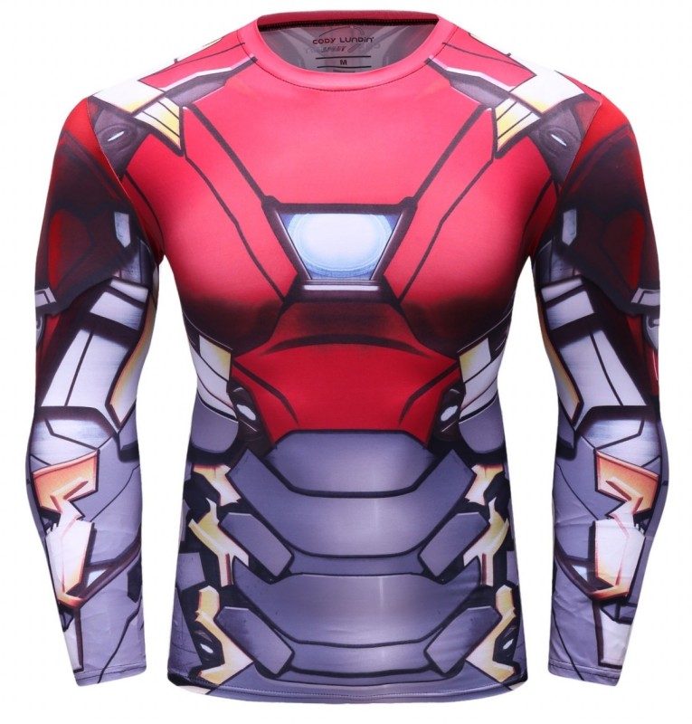 Men's Iron Superhero Sports Shirt Party/Gift Running Functional Long Sleeve Tee