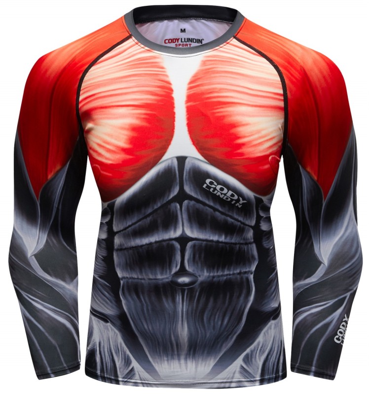 Men's Compression 3D Printing Tight-Fitting Tee Sport Running Quick Drying Long Sleeve T Shirt