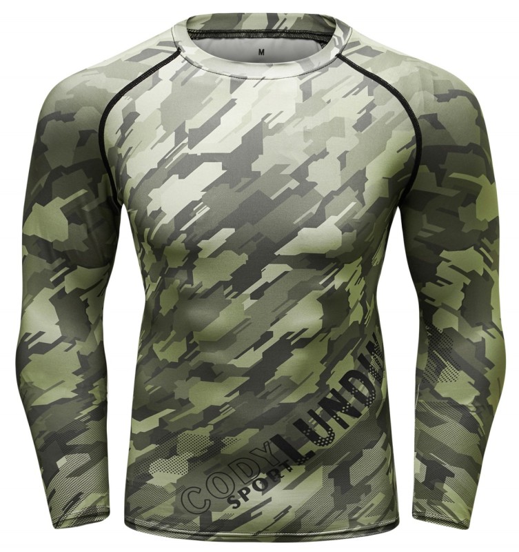 Men's Compression 3D Printing Tight-Fitting Tee Sport Running Quick Drying Long Sleeve T Shirt