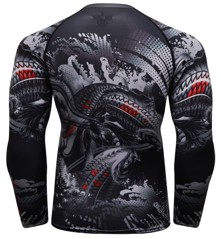 Men's Compression Shirts Fitness Long Sleeve Tees 3D Graphic Digital Print T-Shirt Running Tops