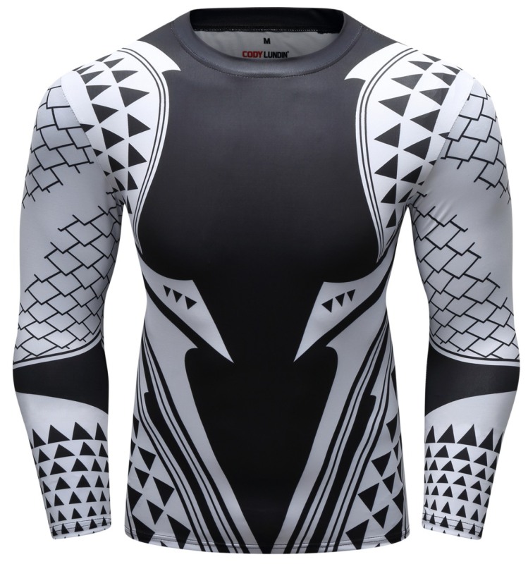 Men's Compression Printing Tight-Fitting Sports Training Long Sleeve Shirt Sportswear Running Top Tee