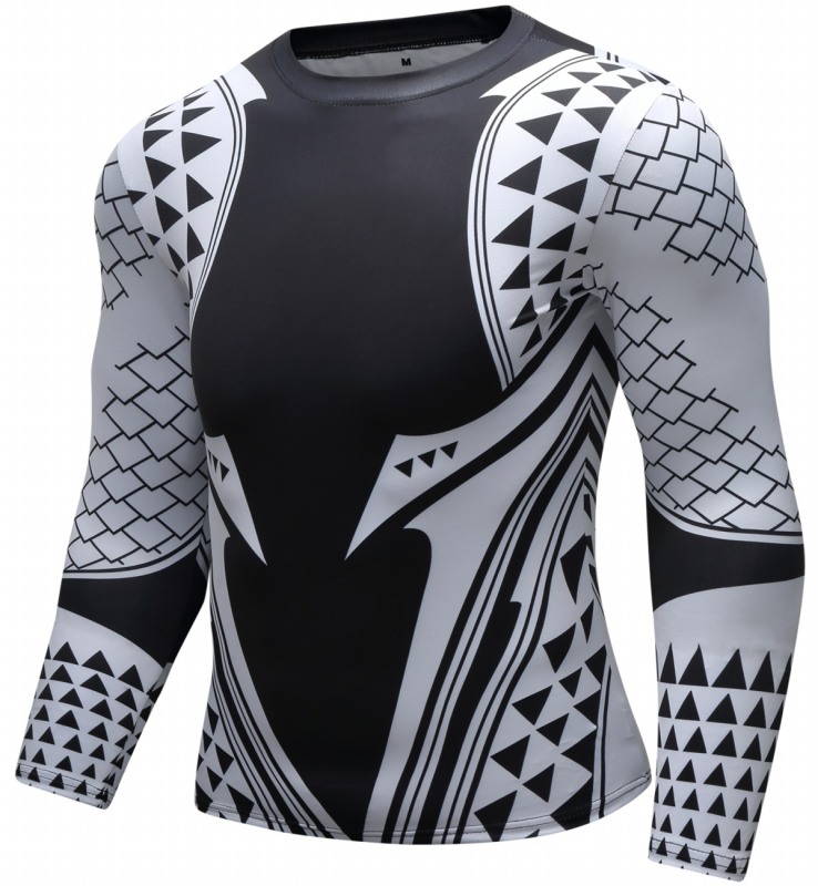 Men's Compression Printing Tight-Fitting Sports Training Long Sleeve Shirt Sportswear Running Top Tee