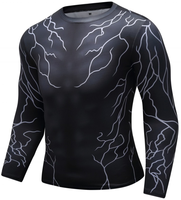 Men's Compression Printing Tight-Fitting Tee Sport Running Quick Drying Long Sleeve T Shirt