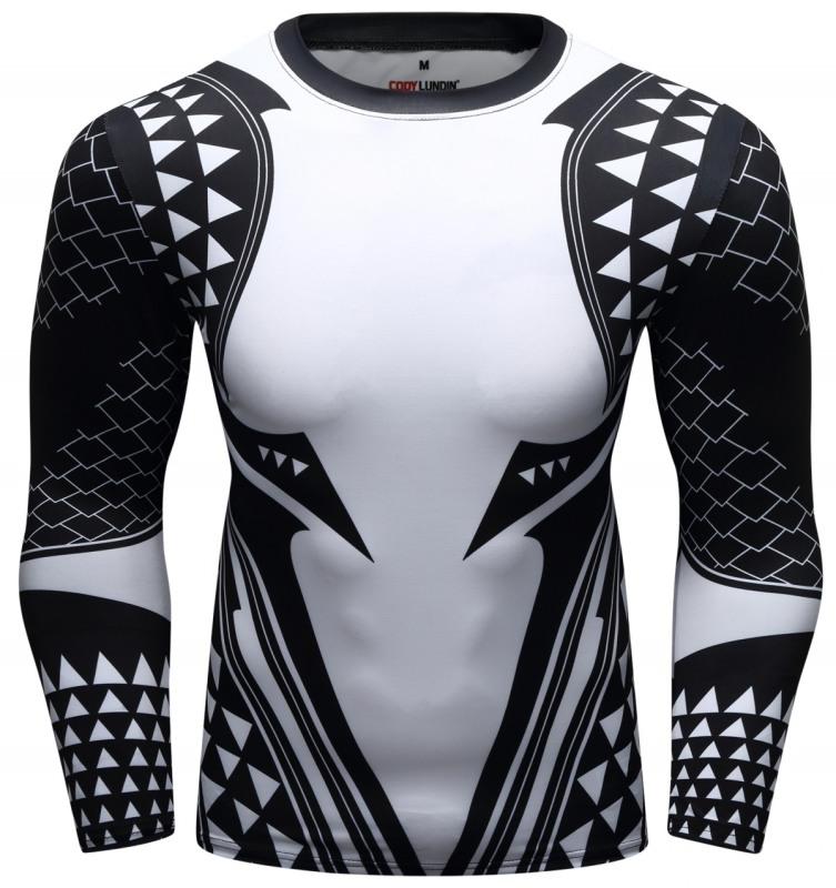 Men's Compression Printing Tight-Fitting Sports Training Long Sleeve Shirt Sportswear Running Top Tee