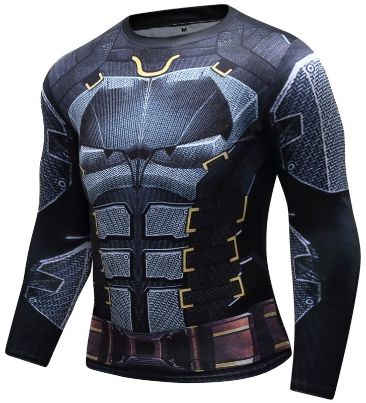 Men's Compression Printing Tight-Fitting Tee Sport Running Quick Drying Long Sleeve T Shirt