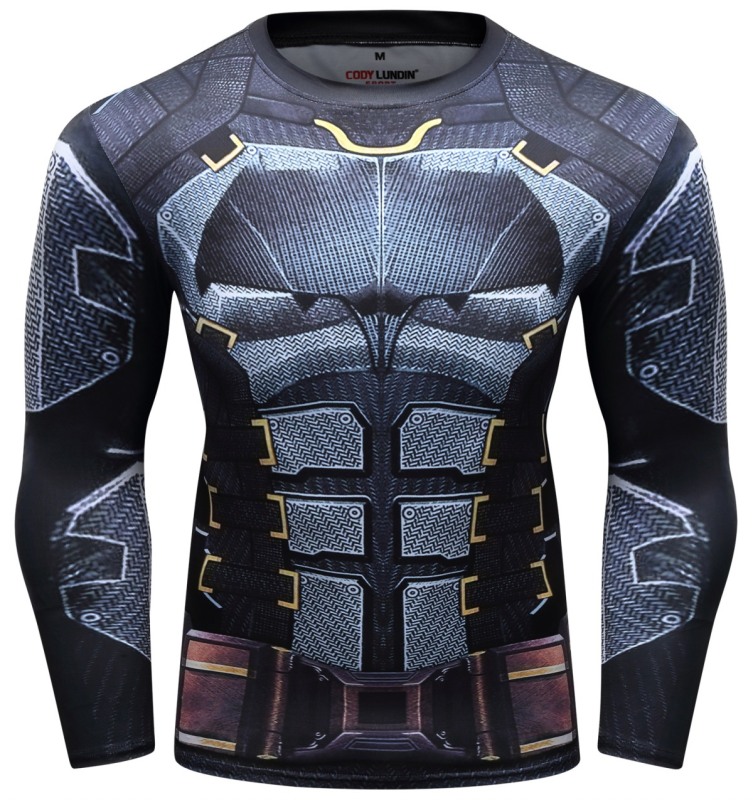 Men's Compression Printing Tight-Fitting Tee Sport Running Quick Drying Long Sleeve T Shirt