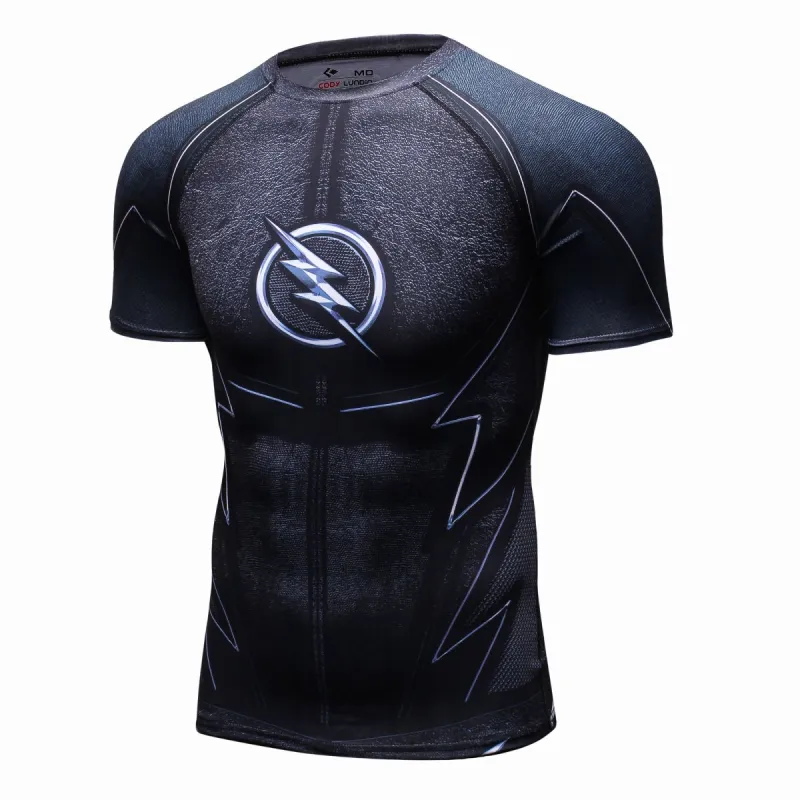 Men's Compression Sport T-Shirt Tight Fitness Shirt Lightning Armor Sports Short Sleeve