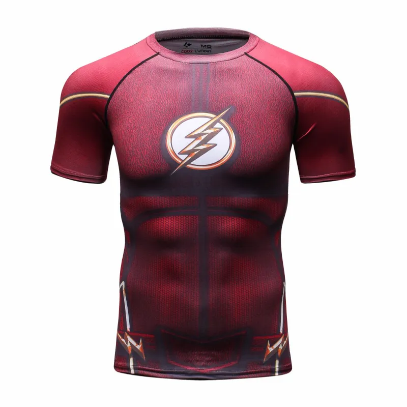 Men's Compression Sport T-Shirt Tight Fitness Shirt Lightning Armor Sports Short Sleeve