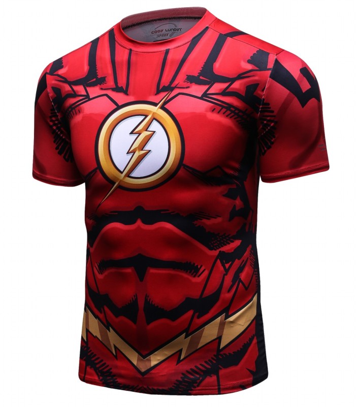 Men's Compression Sport T-Shirt Tight Fitness Shirt Lightning Armor Sports Short Sleeve