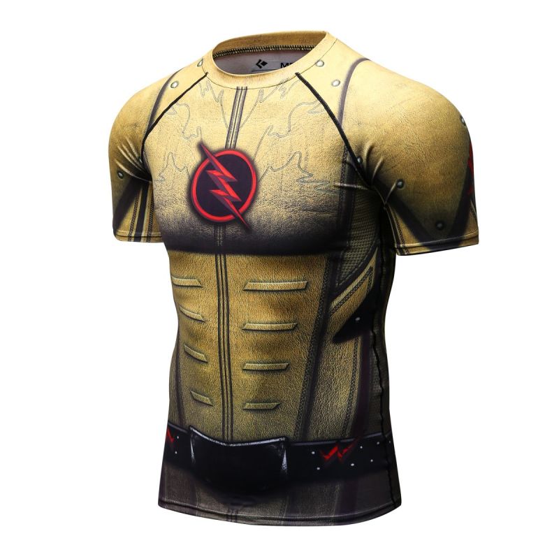 Men's Compression Sport T-Shirt Tight Fitness Shirt Lightning Armor Sports Short Sleeve