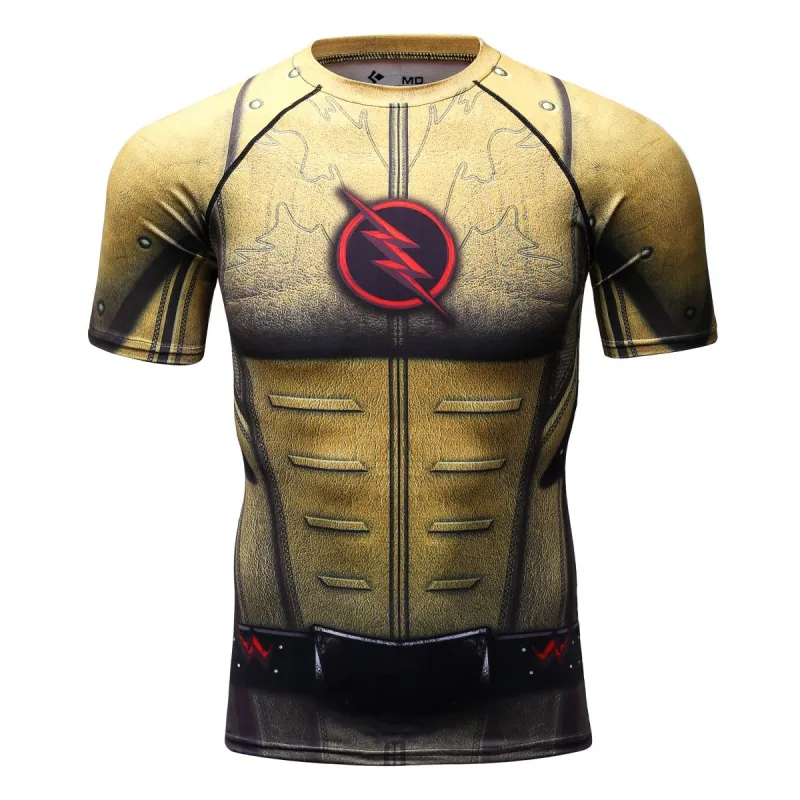 Men's Compression Sport T-Shirt Tight Fitness Shirt Lightning Armor Sports Short Sleeve