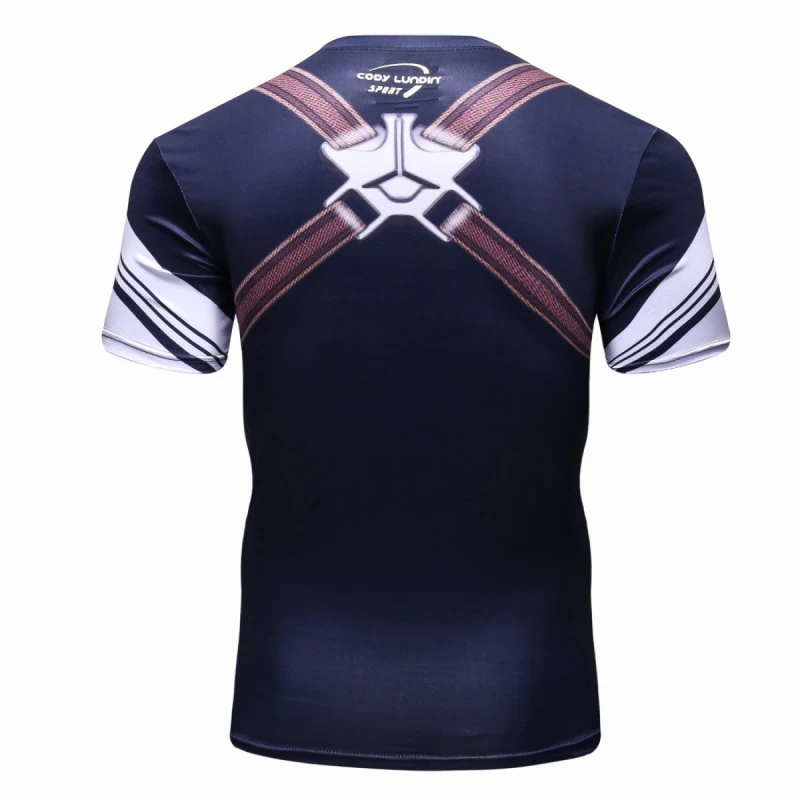 Men's Film Superhero Shirt Sports Running Fitness T-Shirt Party Short Sleeve