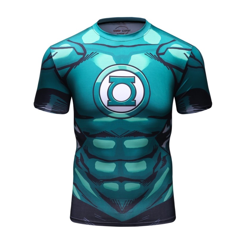 Men's Superhero T-Shirt Sports Fitness Cosplay Party Shirt Short Sleeve