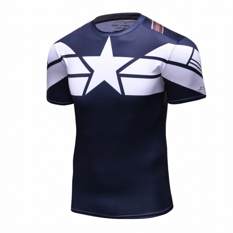 Men's Film Superhero Shirt Sports Running Fitness T-Shirt Party Short Sleeve