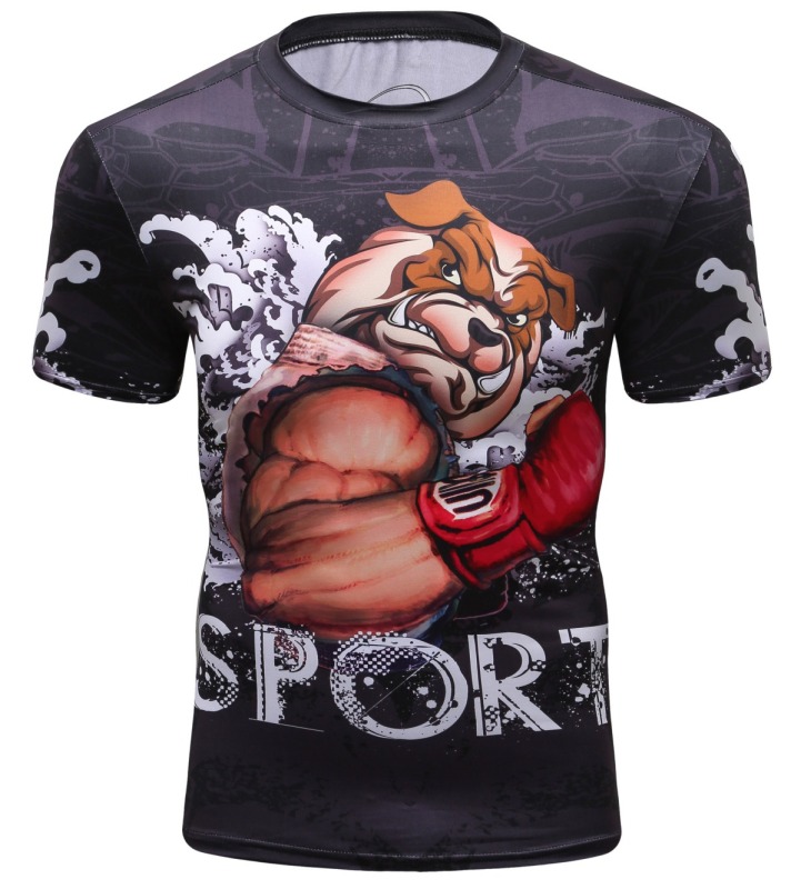 Men's Compression T Shirts 3D Printed Crewneck Pattern Tops Short Sleeve Sport Shirt Base Layers Graphics Tees Summer Casual