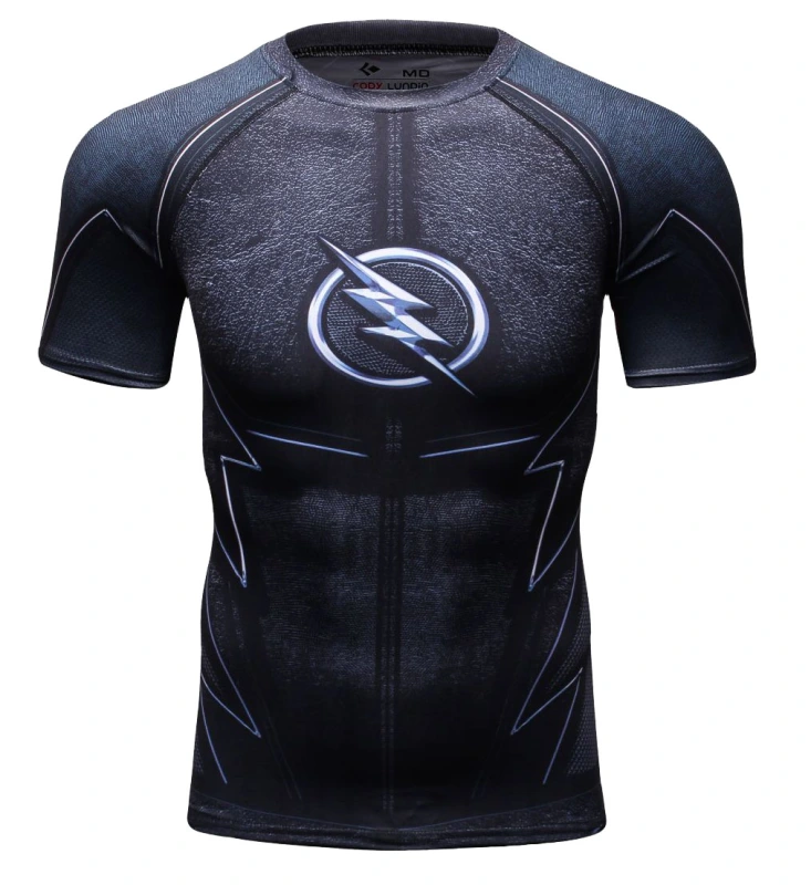 Men's Compression Sport T-Shirt Tight Fitness Shirt Lightning Armor Sports Short Sleeve