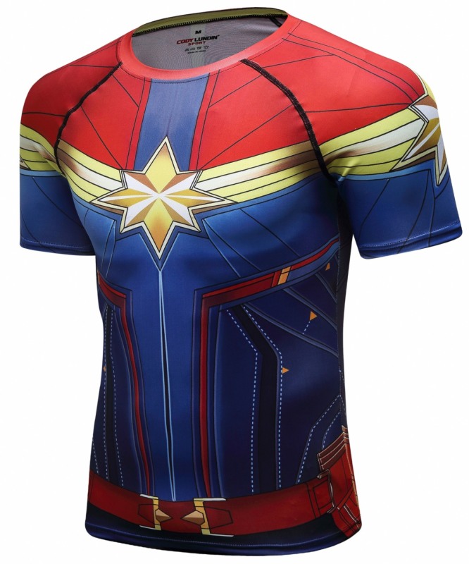 Men's Superhero Compression Short Sleeve Gentlemen 3D Digital Printing Quick Dry Short-Sleeved T-Shirt Top