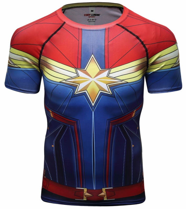 Men's Superhero Compression Short Sleeve Gentlemen 3D Digital Printing Quick Dry Short-Sleeved T-Shirt Top