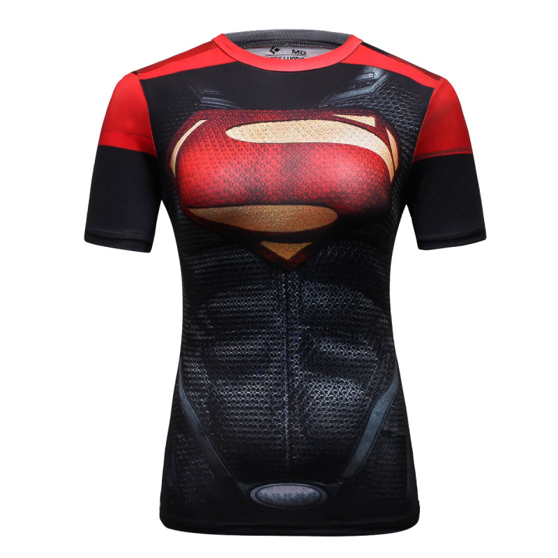 Women's Compression Sports Short-Sleeve T-Shirt Super Logo Top