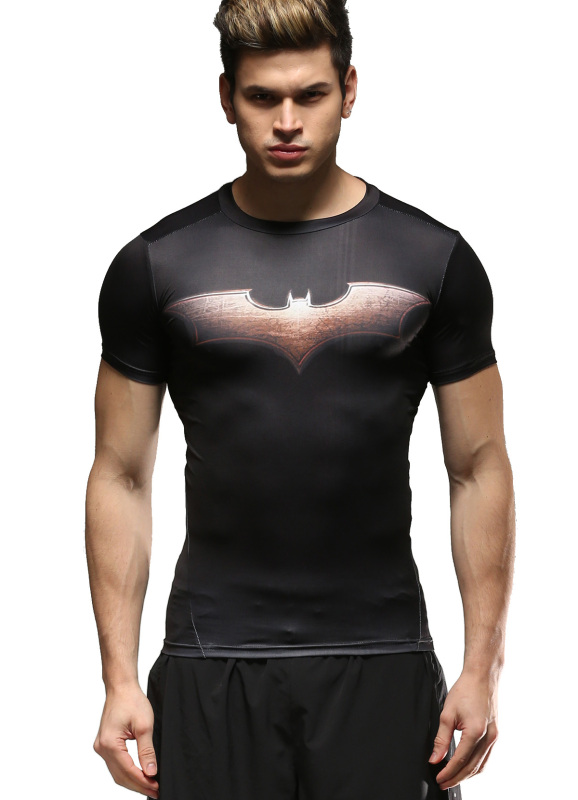 Men's Compression Fitness Shirt,Bat Printing Sports Wicking T-Shirt