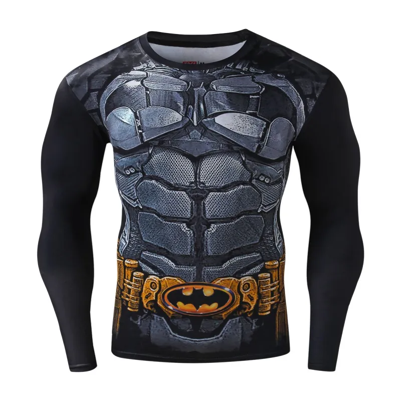Men's Compression Sports Shirt Cool 3D Bat Long Sleeve Tee