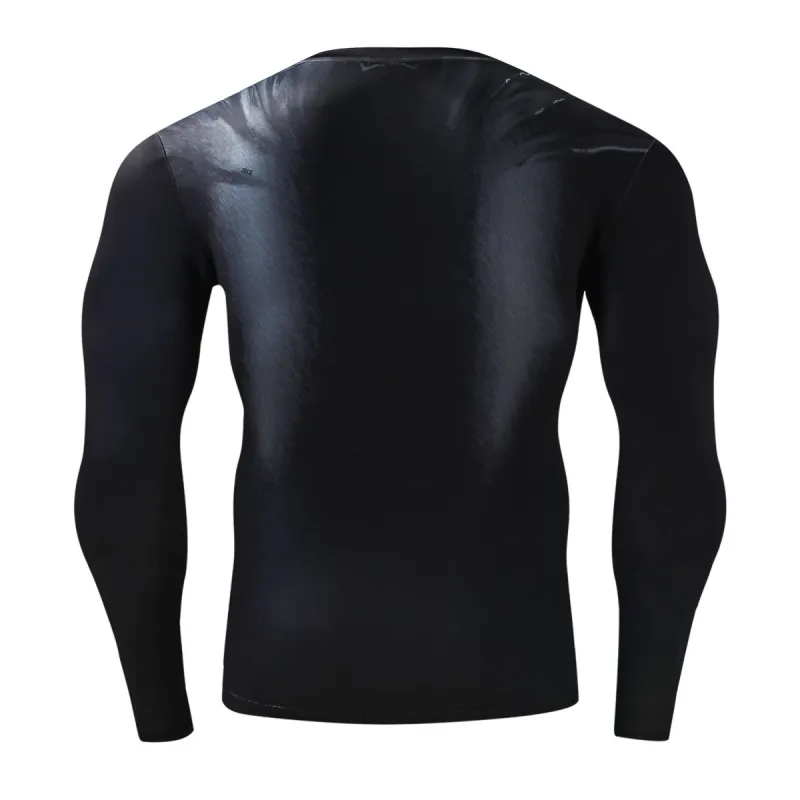 Men's Compression Sports Shirt Cool 3D Bat Long Sleeve Tee