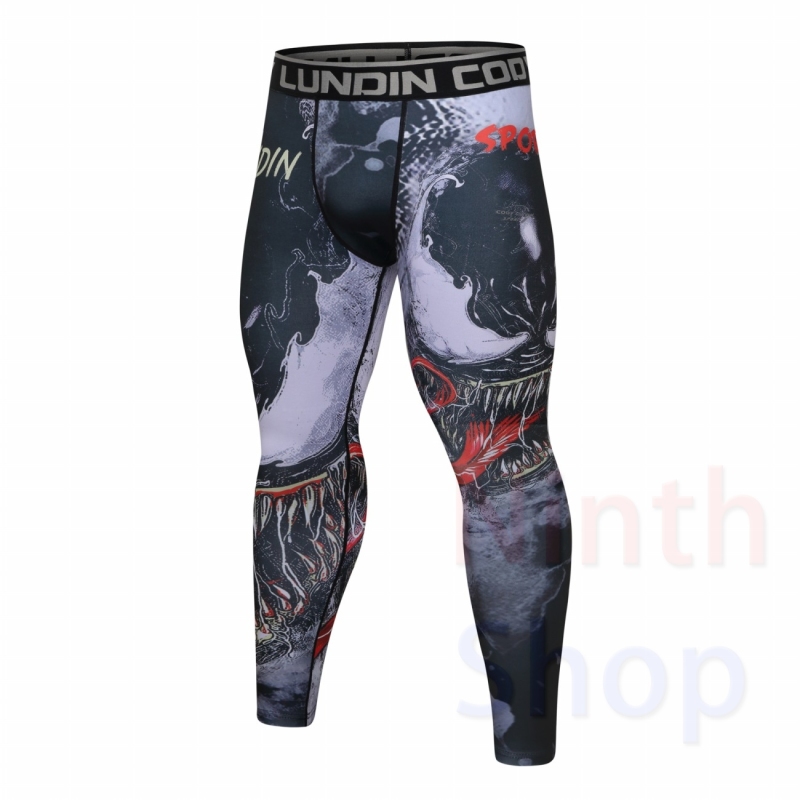 Men's Compression Elastic Tight Leggings Sport Printing Pants Outdoor Running Pants Quick Dry Pants Fashion Trousers