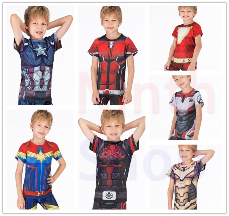 Boy's Casual T-Shirts Avengers T-Shirts Quick Dry Short Sleeve Tee Compression Sports Fitness Shirt Running Shirt