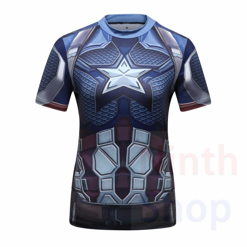 Women's Compression Sports Short-Sleeve T-Shirt Captain America Shirts Quick Dry T-Shirt Top Fitness Training T-Shirt