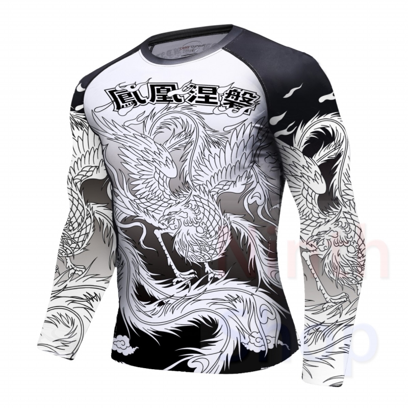 Men's Phoenix Jujitsu Shirt Fitness Sports Outdoor Running Long Sleeve