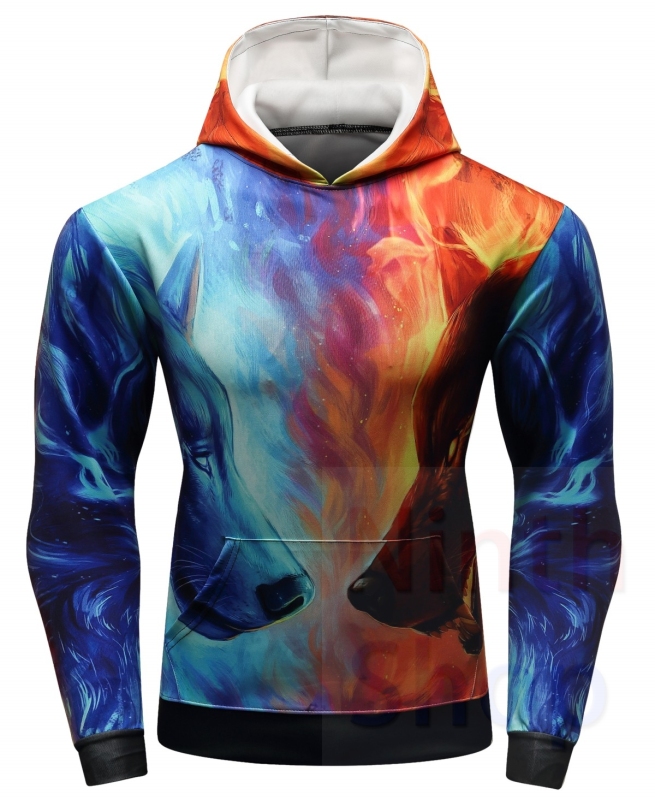 Men's Hoodies 3D Color Printing Loose Fashion Pullover Sports Hoodie Quick-Dry Long Sleeves Hoodies