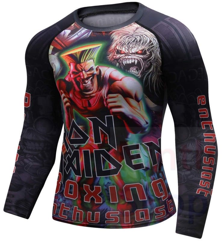 Men's Compression Fitness Shirt RYU American Soldier Guile Clothes MMA Quick-Dry Functional Long Sleeve Tee