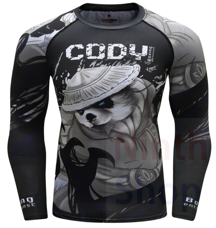 Men's Quick Dry Long Sleeve Clothes 3D Digital Printing Men's Tight Training Exercise Fitness Running Outdoor Shirt