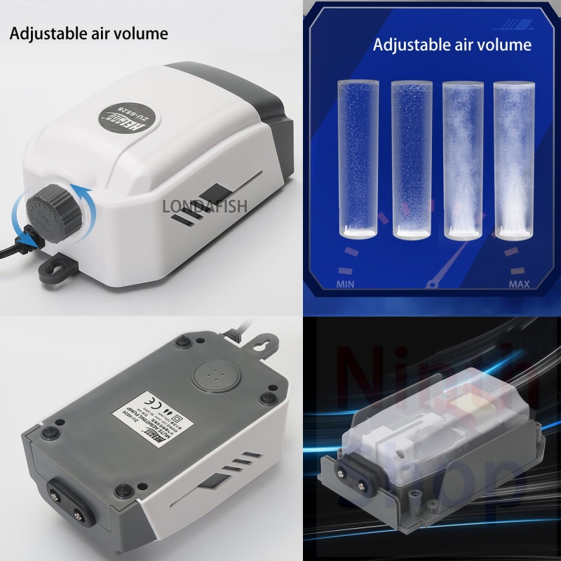 Aquarium Oxygen Pump Kit Dual Outlet Air Pump with Accessories Silent Adjustable Oxygen Pump Air Stones for Fish Tank Aquarium Pump