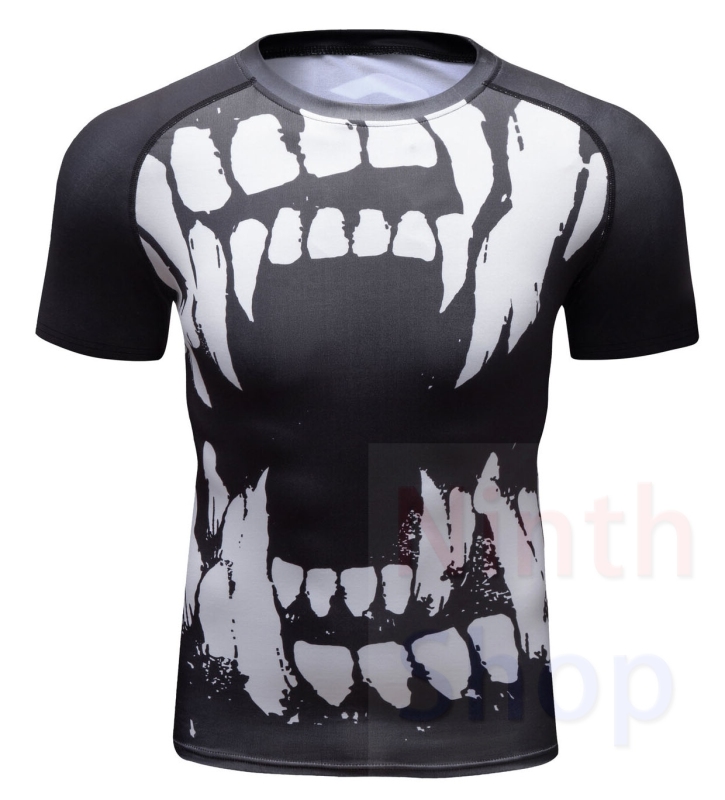 Men's Quick Dry Short Sleeve Clothes 3D Digital Printing Men's Tight Training Exercise Fitness Running Outdoor Shirt