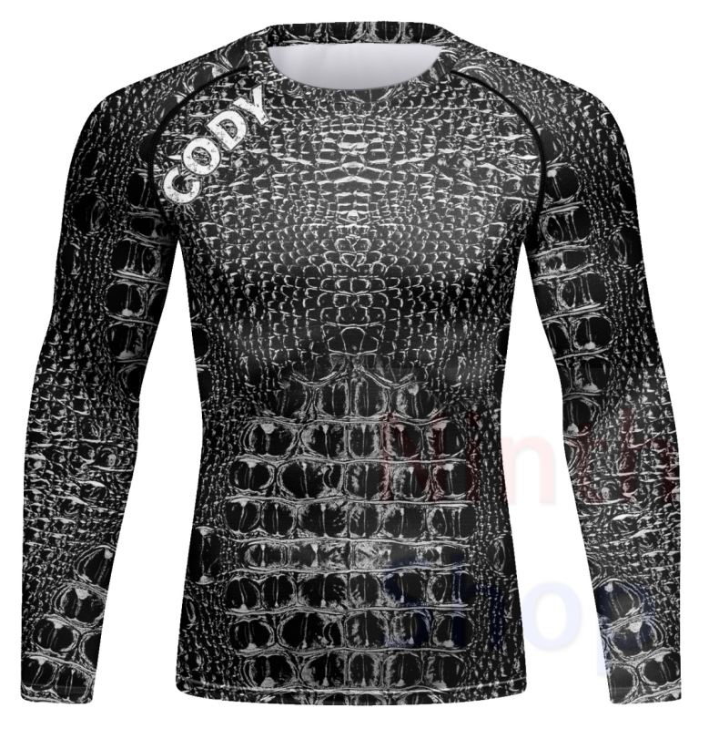 Men Long Sleeve Shirt Compression Top Sport T-shirt Cody Print Shirts Cool Dry Base layer Shirt ALL SEASON for Running Training Sweatshirt(23493)