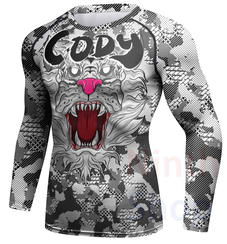 Men Long Sleeve Shirt Compression Top Sport T-shirt Cody Print Shirts Cool Dry Base layer Shirt ALL SEASON for Running Training Sweatshirt(23487)