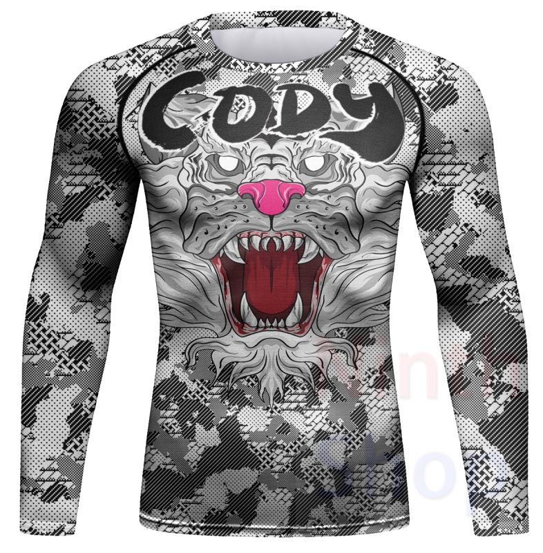Men Long Sleeve Shirt Compression Top Sport T-shirt Cody Print Shirts Cool Dry Base layer Shirt ALL SEASON for Running Training Sweatshirt(23487)