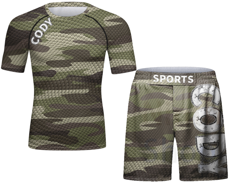 Cody Lundin Men's Sports T-shirt and Shorts 2 Pieces Sets Cool Dry Compression Round Collar Summer Fitness Sports Suit(231572-23196)