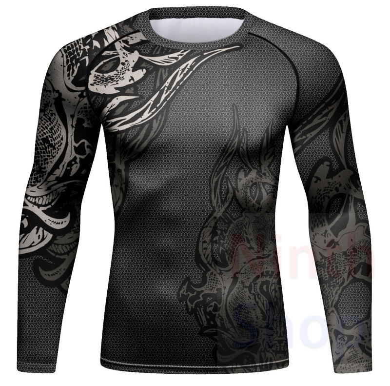 Men Long Sleeve Shirt Compression Top Sport T-shirt Cody Print Shirts Cool Dry Base layer Shirt ALL SEASON for Running Training Sweatshirt(22480)
