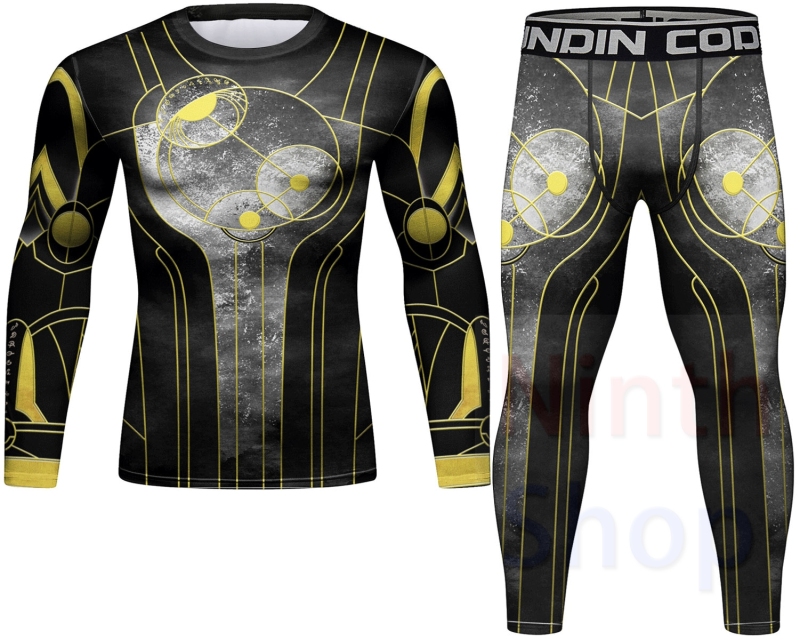 Cody Lundin Men's Compression Set - Long  Sleeve Shirt and Pants- 2 Piece Sports Jogging Set Base Layer Quick-drying Fitness Suit(21396-22199)