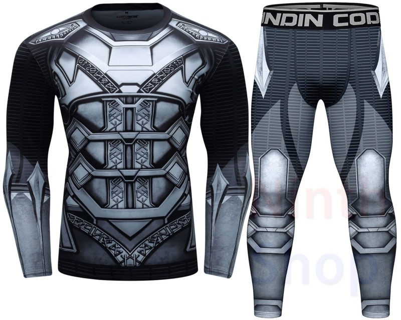 Cody Lundin Men's Compression Set - Long Sleeve Shirt and Pants- 2 Piece Sports Jogging Set Base Layer Quick-drying Fitness Suit(317-22238)