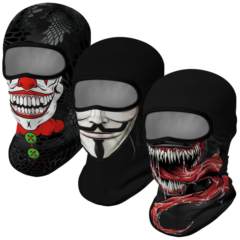 3PCS Balaclava Ski Mask Motorcycle Full Face Mask Outdoor Tactical Hood Headwear Mask Unisex for Cycling Halloween Cosplay